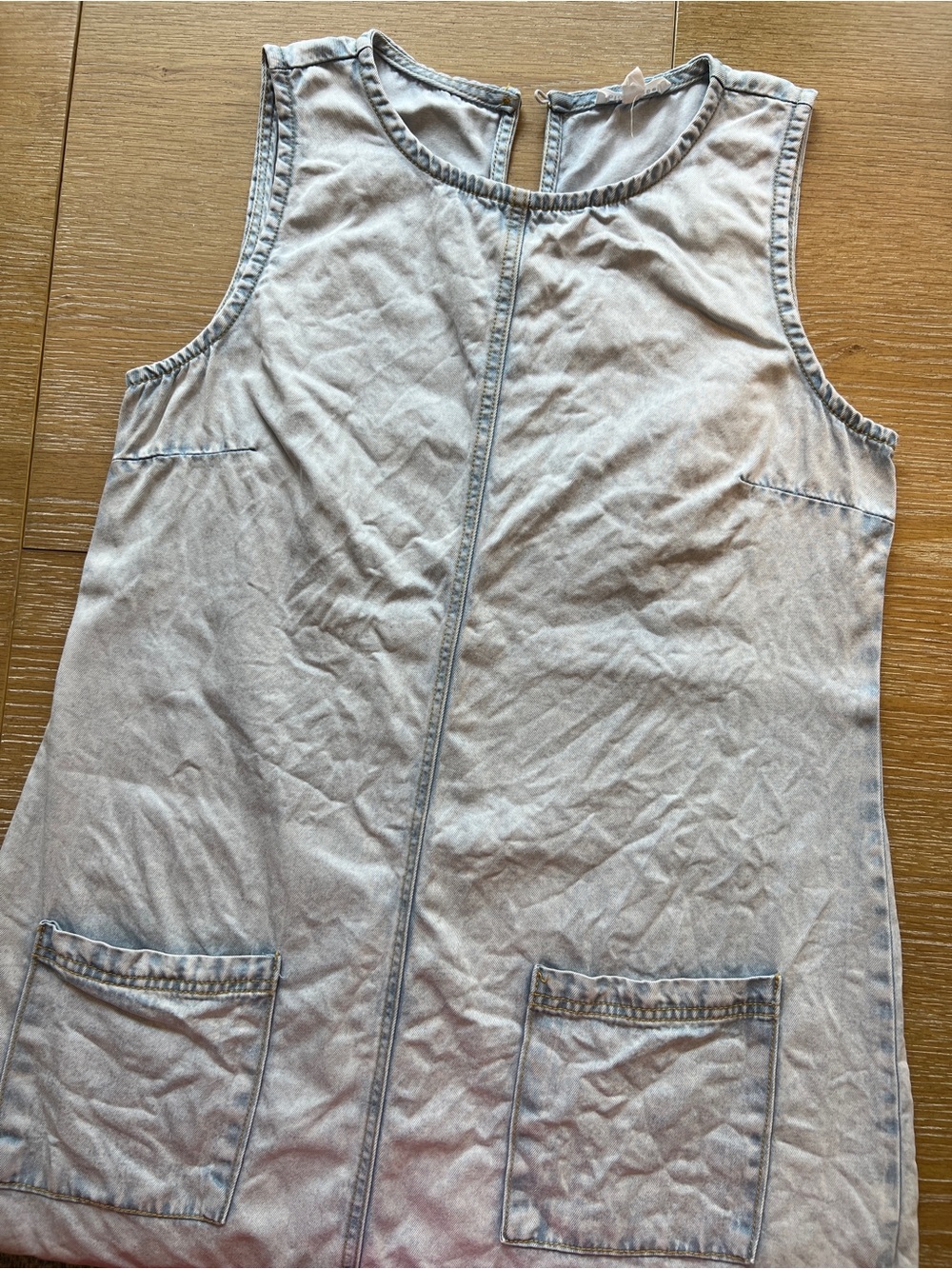 Blu Pepper Pale Blue Denim Pocket Shift Dress